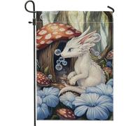 Bandiera da giardino fantasy, decorazione per esterni con bolle di drago bianco, bandiera colorata su entrambi i lati, decorazione primaverile stagionale per prato, striscione per casa e giardino