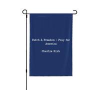 Bandiera da giardino "Fede Libertà Prega per l'America" di Charlie Kirk, bandiera da giardino personalizzata, 12x18, b