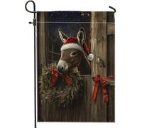 Bandiera da giardino festiva, ghirlanda di asini natalizi, design a doppia faccia in tessuto, decorazione per esterni, decorazione invernale stagionale per prato, 30,5 x 45,7 cm
