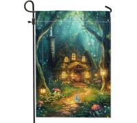 Bandiera da giardino fiaba, coniglio della foresta incantata e decorazione per la casa, bandiera per prato stagionale su entrambi i lati, decorazione per esterni primaverile ed estate 30,5 x 45,7 cm