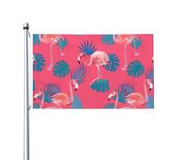Bandiera Da Giardino Flamingo Plant Leaves Bandiera Personalizzata Resistente Ai Raggi Uv Bandiera Dell'Individualità Per Giardino, Decorazione Domestica, Barca, 90X150cm