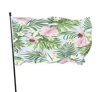 Bandiera da giardino floreale a foglia di palma 3x5 FT tropicale Fiore Fiore Giungla Albero Pianta Poliestere Cortile Bandiere Casa Patio Prato Banner di auguri per esterni
