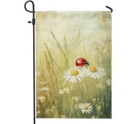 Bandiera da giardino floreale a forma di coccinella, con insetti rossi, decorazione per la casa, striscione da giardino, bandiera in iuta su entrambi i lati, decorazione per esterni, 30,5 x 45,7 cm
