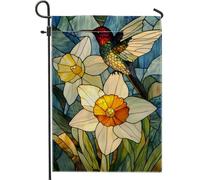 Bandiera da giardino floreale a forma di colibrì per primavera ed estate narciso gialla decorazione per la casa del prato esterno double face, 30,5 x 45,7 cm