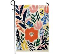 Bandiera da giardino floreale Acquerello Cartone animato Carino Fiore Foglie Botanico Bella rosa rosso lino segno decorazione per la casa Decorazione da parete esterno patio giardino interno Premium