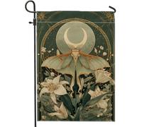 Bandiera da giardino floreale al chiaro di luna, bandiera botanica verde per la casa, striscione decorativo per la casa, bandiera da cortile su entrambi i lati per la decorazione del prato esterno