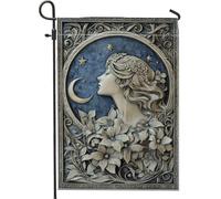 Bandiera da giardino floreale al chiaro di luna, elegante striscione decorativo per la casa con fiori blu, decorazione per prato all'aperto su entrambi i lati, per tutto l'anno, 30,5 x 45,7 cm