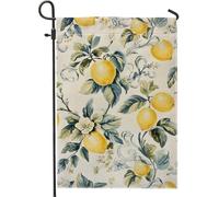Bandiera da giardino floreale al limone decorazione botanica gialla bandiera in tela doppia faccia per la decorazione del prato all'aperto di primavera ed estate 12 x 18 pollici