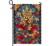 Bandiera da giardino floreale autunnale, con foglie di grano rosse e gialle, striscione decorativo per la casa, bandiera in iuta su entrambi i lati, decorazione stagionale per esterni, 30,5 x 45,7 cm