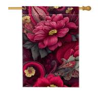 Bandiera da giardino floreale autunnale, fiori di peonia rossa, decorazione per la casa e il giardino, bandiera da giardino in tessuto su entrambi i lati, decorazione stagionale per esterni, 71 x 101