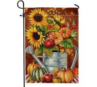 Bandiera da giardino floreale autunnale, girasoli arancioni zucche per la decorazione della casa, bandiera da cortile in iuta su entrambi i lati, decorazione autunnale per esterni, 30,5 x 45,7 cm