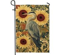 Bandiera da giardino floreale autunnale, girasoli gialli airone decorazione per esterni, bandiera da cortile in tessuto su entrambi i lati, decorazione stagionale per la casa, 30,5 x 45,7 cm