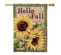 Bandiera da giardino floreale autunnale, girasoli gialli autunnali decorazione per la casa da cortile, decorazione per esterni su entrambi i lati, decorazione per prato all'aperto, festa di raccolta