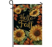 Bandiera da giardino floreale autunnale, girasoli gialli foglie decorazione per la casa, bandiera da giardino in iuta su entrambi i lati, decorazione autunnale per esterni, 30,5 x 45,7 cm