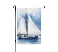 Bandiera da giardino floreale blu con stampa di barca a vela 1, 30,5 x 45,7 cm, per tutte le stagioni, decorazione per esterni, spessa, per prati