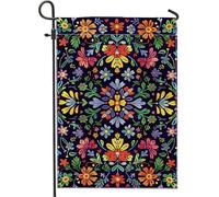 Bandiera da giardino floreale colorata decorazione a farfalla con fiori vivi, bandiera da cortile in tessuto double face, decorazione per la casa e l'esterno, 30,5 x 45,7 cm