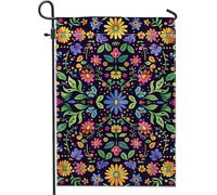 Bandiera da giardino floreale colorata, design popolare multicolore, decorazione per la casa, patio, decorazione per prato all'aperto double face per vacanze primaverili ed estive, 30,5 x 45,7 cm