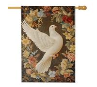 Bandiera da giardino floreale con colomba bianca primaverile, fiori in fiore vibranti per la casa, bandiera da giardino in iuta su entrambi i lati, decorazione stagionale per esterni, 71 x 101 cm