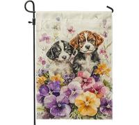 Bandiera da giardino floreale con cuccioli primaverili e estivi, bandiere colorate per la casa e il giardino, bandiera da giardino in iuta su entrambi i lati, per la decorazione del prato all'aperto