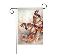 Bandiera da giardino floreale con farfalla stampata 12x18 pollici Bandiera decorativa verticale a doppia faccia per patio