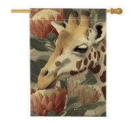 Bandiera da giardino floreale con giraffa, bandiera beige botanica con animali, bandiera su entrambi i lati per cortile in iuta per decorazione primaverile all'aperto del prato 71 x 101 cm