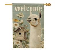 Bandiera da giardino floreale con lama di benvenuto, bandiera rustica per uccelli, decorazione per giardino e esterni, in iuta su entrambi i lati, per decorare la casa e le vacanze, 71 x 101 cm
