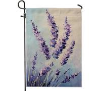 Bandiera da giardino floreale con lavanda, bandiera viola con fiori di campo per la decorazione della casa, decorazione per cortile all'aperto primaverile estate all'aperto bandiera da giardino su