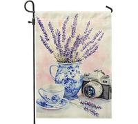 Bandiera da giardino floreale con lavanda, bouquet di viola, decorazione per la casa e il cortile, in tela su entrambi i lati, perfetta per la primavera e l'estate, 30,5 x 45,7 cm