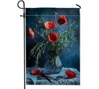 Bandiera da giardino floreale con papaveri rossi primaverili ed estivi, bandiera decorativa per la casa, bandiera da giardino in iuta su entrambi i lati, decorazione per esterni, 30,5 x 45,7 cm