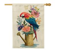 Bandiera da giardino floreale con pappagallo, vivace bandiera tropicale per la casa, striscione stagionale su entrambi i lati per la decorazione del prato esterno 71 x 101 cm