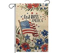Bandiera da giardino floreale del 4 luglio su entrambi i lati, God Bless American Patriotic Yard Flag Decorazioni esterne, piccola in