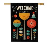 Bandiera da giardino floreale di benvenuto, fiori colorati fantasiosi per esterni, striscione primaverile estivo da cortile, decorazione artistica da giardino su entrambi i lati, 71 x 101 cm
