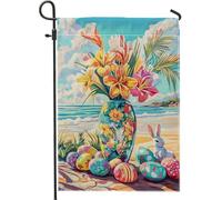 Bandiera da giardino floreale di Pasqua e primavera vaso di fiori colorati decorazione della casa bandiere da giardino bandiera decorativa doppia faccia per patio decorazione prato 12x18