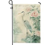Bandiera da giardino floreale estate elegante gru peonia decorazione casa banner giardino bandiera lino doppio lato patio decorazione prato esterno 12x18 pollici