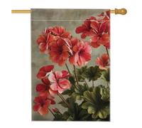 Bandiera da giardino floreale estiva, gerani rossi, decorazione per la casa, striscione da giardino, bandiera da giardino in poliestere su entrambi i lati, decorazione per esterni, 71 x 101 cm