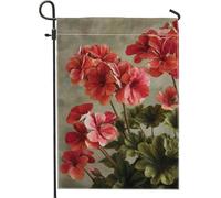 Bandiera da giardino floreale estiva, gerani rossi, decorazione per la casa, striscione da giardino, bandiera da giardino in poliestere su entrambi i lati, decorazione per esterni, 30,5 x 45,7 cm