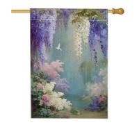 Bandiera da giardino floreale, fiori di glicine viola, decorazione per la casa e il giardino, bandiera da giardino a doppia faccia in iuta per cortile, decorazione primaverile per esterni, 71 x 101 cm