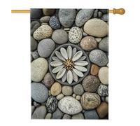 Bandiera da giardino floreale in pietra zen, mandala dai toni neutri, striscione decorativo per la casa, decorazione per esterni su entrambi i lati, per primavera, estate, meditazione, vacanza, prato