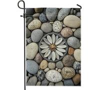Bandiera da giardino floreale in pietra zen, mandala dai toni neutri, striscione decorativo per la casa, decorazione per esterni su entrambi i lati, per primavera, estate, meditazione, vacanza, prato