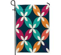 Bandiera da giardino floreale moderna colorata, foglia di tè arancione magenta fiori cortile fla, vacanza stagionale modello astratto decorazione esterna 30,5 x 45,7 cm