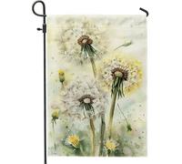 Bandiera da giardino floreale primavera ed estate - Dente di leone verde - Decorazione per la casa, bandiere da giardino, bandiera in iuta double face, decorazione per prato esterno, 12 x 18 pollici