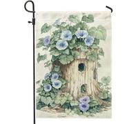 Bandiera da giardino floreale primaverile ed estate, bandiera blu mattutina glorie edera decorazione da giardino, bandiera da giardino su entrambi i lati, bandiera da cortile decorazione per esterni