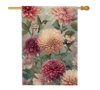 Bandiera da giardino floreale primaverile ed estate, bandiera da giardino con colibrì e dalia, decorazione per la casa, bandiera su entrambi i lati per esterni, decorazione per feste in giardino, 71 x
