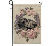 Bandiera da giardino floreale primaverile ed estate, beige lupo peonia fiore decorazione per la casa, bandiera da giardino in iuta su entrambi i lati, decorazione per prato esterno 30,5 x 45,7 cm