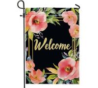 Bandiera da giardino floreale primaverile ed estate, con fiori di peonia e pesche, decorazione per la casa, bandiera su entrambi i lati, perfetta per la decorazione del prato all'aperto, 30,5 x 45,7
