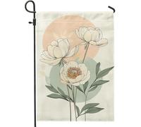 Bandiera da giardino floreale primaverile ed estate, decorazione per esterni, motivo peonia beige, striscione da cortile in iuta su entrambi i lati, per decorare la casa, il prato e le feste in