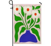 Bandiera da giardino floreale primaverile ed estate, vaso di fiori di pesca foglie verdi decorazione per esterni, striscione per casa e giardino, decorazione stagionale per prato 30,5 x 45,7 cm