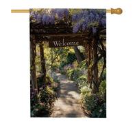Bandiera da giardino floreale primaverile ed estiva, bandiera da giardino con glicine viola, decorazione per la casa e il giardino, bandiera da giardino in iuta su entrambi i lati, decorazione