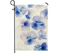 Bandiera da giardino floreale primaverile ed estiva, bandiera decorativa con fiori blu del pensiero del pensiero, bandiera da giardino su entrambi i lati per la decorazione della casa esterna 30,5 x
