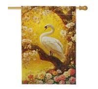 Bandiera da giardino floreale primaverile ed estiva, bandiera gialla con fiori di cigno per la decorazione della casa, bandiera da giardino in iuta su entrambi i lati, decorazione per esterni, 71 x